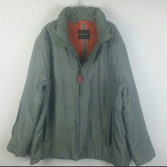 Marc New York Men's Gray Puffer Jacket with Orange Interior